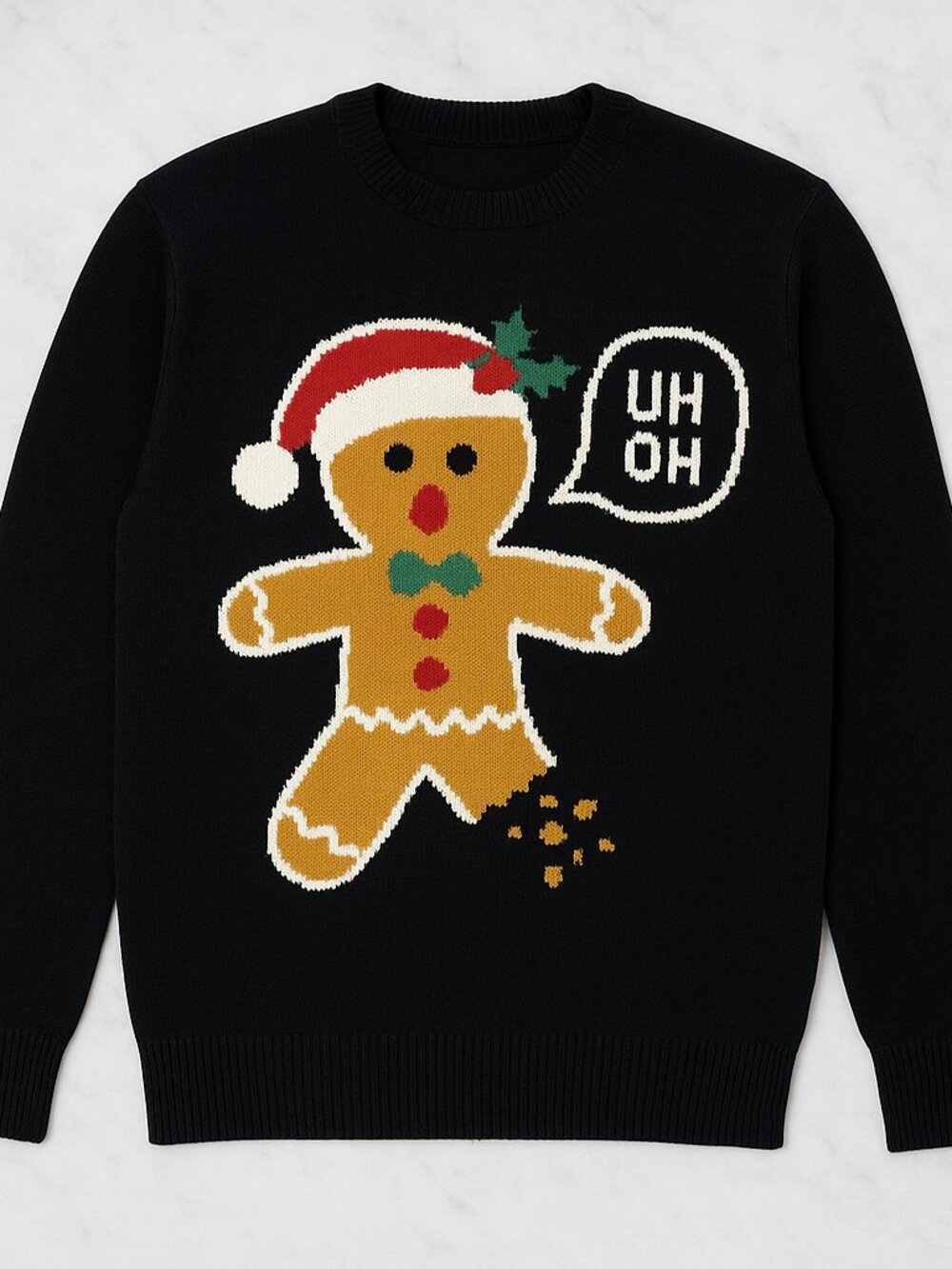 Gingerbread Man Christmas Sweater Black
